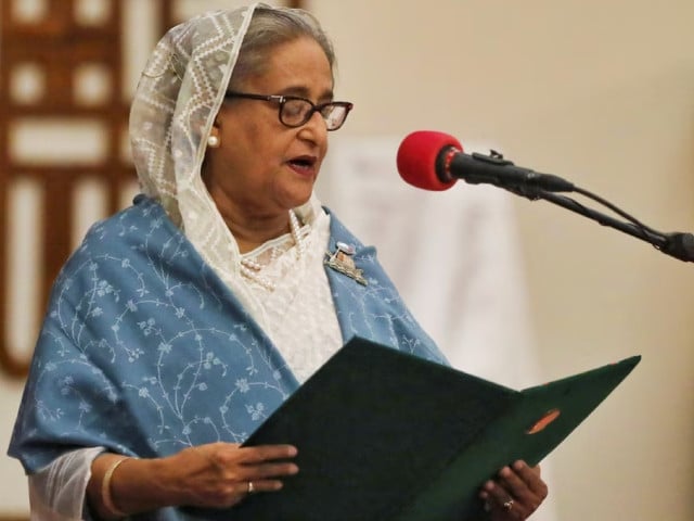 prime minister sheikh hasina takes oath as the country s prime minister at the bangabhaban in dhaka bangladesh january 11 2024 photo reuters